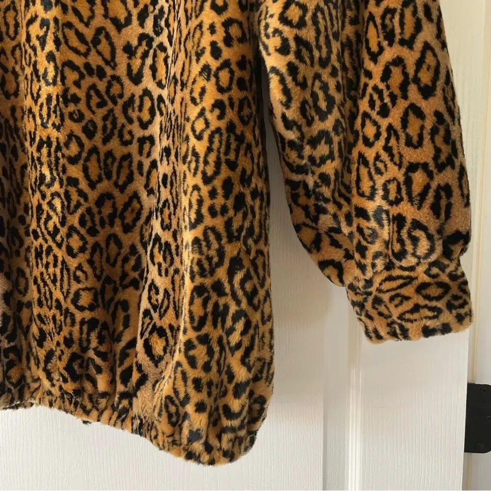 Dennis Basso Leopard Print Faux Fur Coat 1X Vintage Animal Print Mob Wife Style